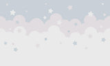 Tapet Personalizat Inspiratie Scandinava pentru Copii cu nori gri si stelute - STARRY CLOUDS