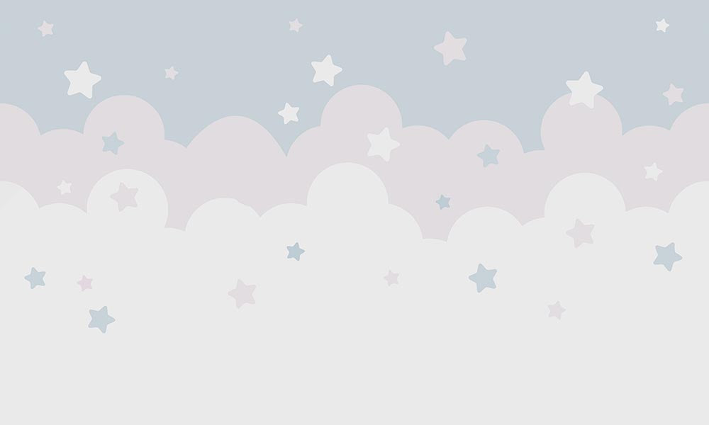 Tapet Personalizat Inspiratie Scandinava pentru Copii cu nori gri si stelute - STARRY CLOUDS