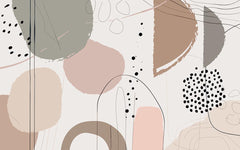 Tapet Personalizat Inspiratie Scandinava pentru Copii cu forme abstracte in stil line art in nuante pastel - DOTTY PASTEL ABSTRACT