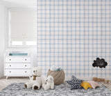 Tapet Personalizat Inspiratie Scandinava pentru Copii cu pattern de carouri in nuante de albastru -  WILLOW CHECK