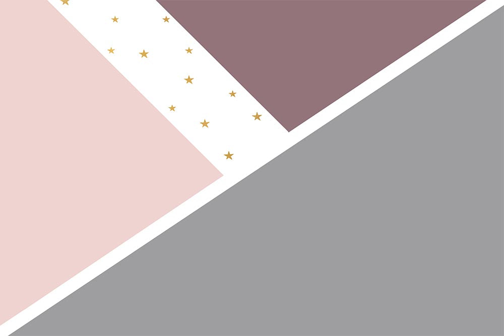 Tapet Personalizat Inspiratie Scandinava pentru Copii cu model abstract geometric in nuante de roz si gri cu stelute aurii - GOLDEN STARS ABSTRACT