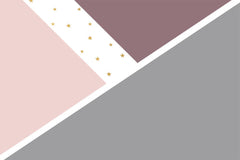 Tapet Personalizat Inspiratie Scandinava pentru Copii cu model abstract geometric in nuante de roz si gri cu stelute aurii - GOLDEN STARS ABSTRACT