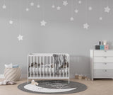 Tapet Personalizat Inspiratie Scandinava pentru Copii cu fundal gri si stele albe cazatoare - HANGING STARS