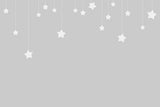 Tapet Personalizat Inspiratie Scandinava pentru Copii cu fundal gri si stele albe cazatoare - HANGING STARS