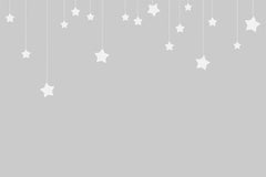 Tapet Personalizat Inspiratie Scandinava pentru Copii cu fundal gri si stele albe cazatoare - HANGING STARS