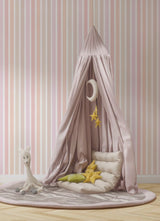 Tapet Personalizat Inspiratie Scandinava pentru Copii cu perete multicolor in dungi pastel - PASTEL TICKING STRIPE