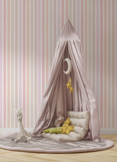 Tapet Personalizat Inspiratie Scandinava pentru Copii cu perete multicolor in dungi pastel - PASTEL TICKING STRIPE