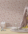 Tapet Personalizat Inspiratie Scandinava pentru Copii cu flori in pattern abstract retro in nuante de roz-maro - BLUSH PINK FLORAL PATTERN
