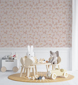Tapet Personalizat Inspiratie Scandinava pentru Copii cu flori in pattern abstract retro in nuante de roz-maro - BLUSH PINK FLORAL PATTERN