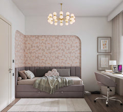 Tapet Personalizat Inspiratie Scandinava pentru Copii cu flori in pattern abstract retro in nuante de roz-maro - BLUSH PINK FLORAL PATTERN