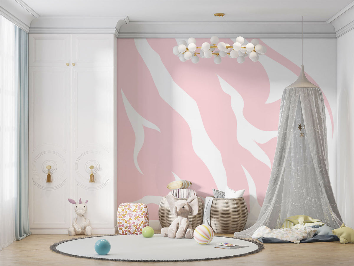 Tapet Personalizat Inspiratie Scandinava pentru Copii cu model abstract de animal print in nuante de roz - PINK ANIMAL PRINT