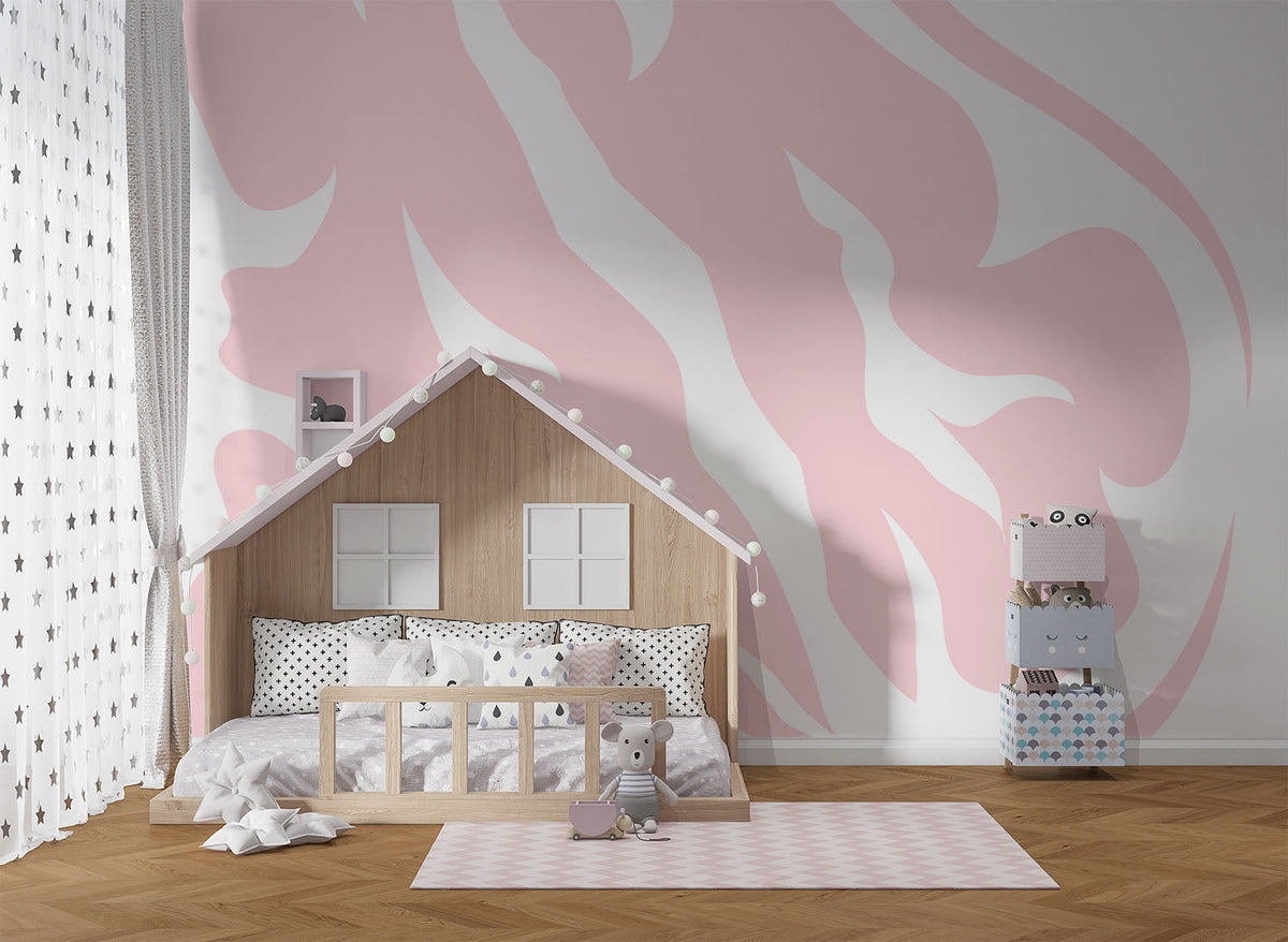 Tapet Personalizat Inspiratie Scandinava pentru Copii cu model abstract de animal print in nuante de roz - PINK ANIMAL PRINT