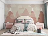 Tapet Personalizat Inspiratie Scandinava pentru Copii cu munti inalti cu zapada in nuante de teracota - PASTEL TERRACOTTA MOUNTAINS