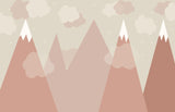 Tapet Personalizat Inspiratie Scandinava pentru Copii cu munti inalti cu zapada in nuante de teracota - PASTEL TERRACOTTA MOUNTAINS
