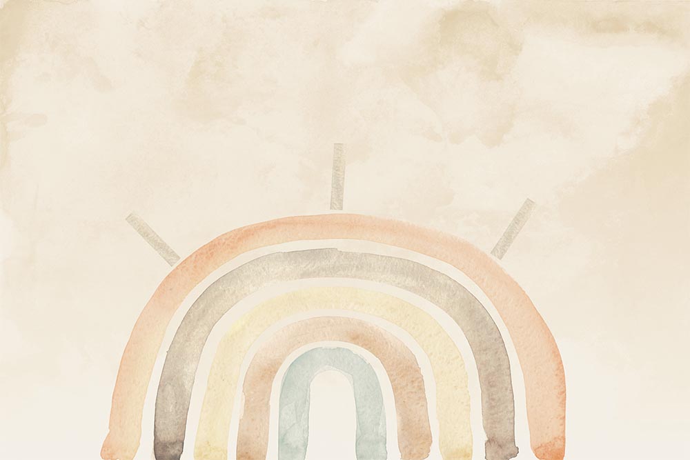 Tapet Personalizat Inspiratie Scandinava pentru Copii cu curcubeu vintage in stil watercolor - VINTAGE WATERCOLOR RAINBOW