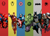 Tapet Personalizat Supereroi pentru copii cu supereroi din universul Marvel si DC in stil poster portret - MARVEL VS DC POSTER