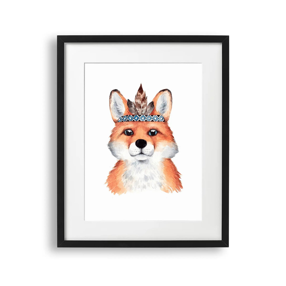 Tablou cu rama destinat copiilor care reprezinta un portret boho al unei vulpi fox portrait