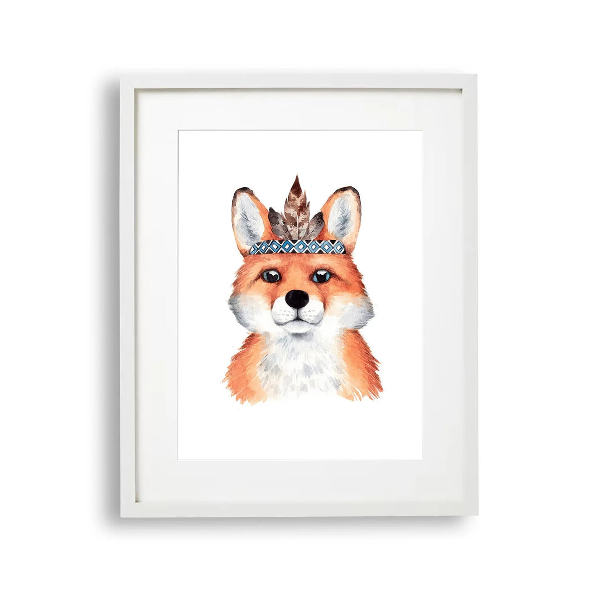 Tablou cu rama destinat copiilor care reprezinta un portret boho al unei vulpi fox portrait
