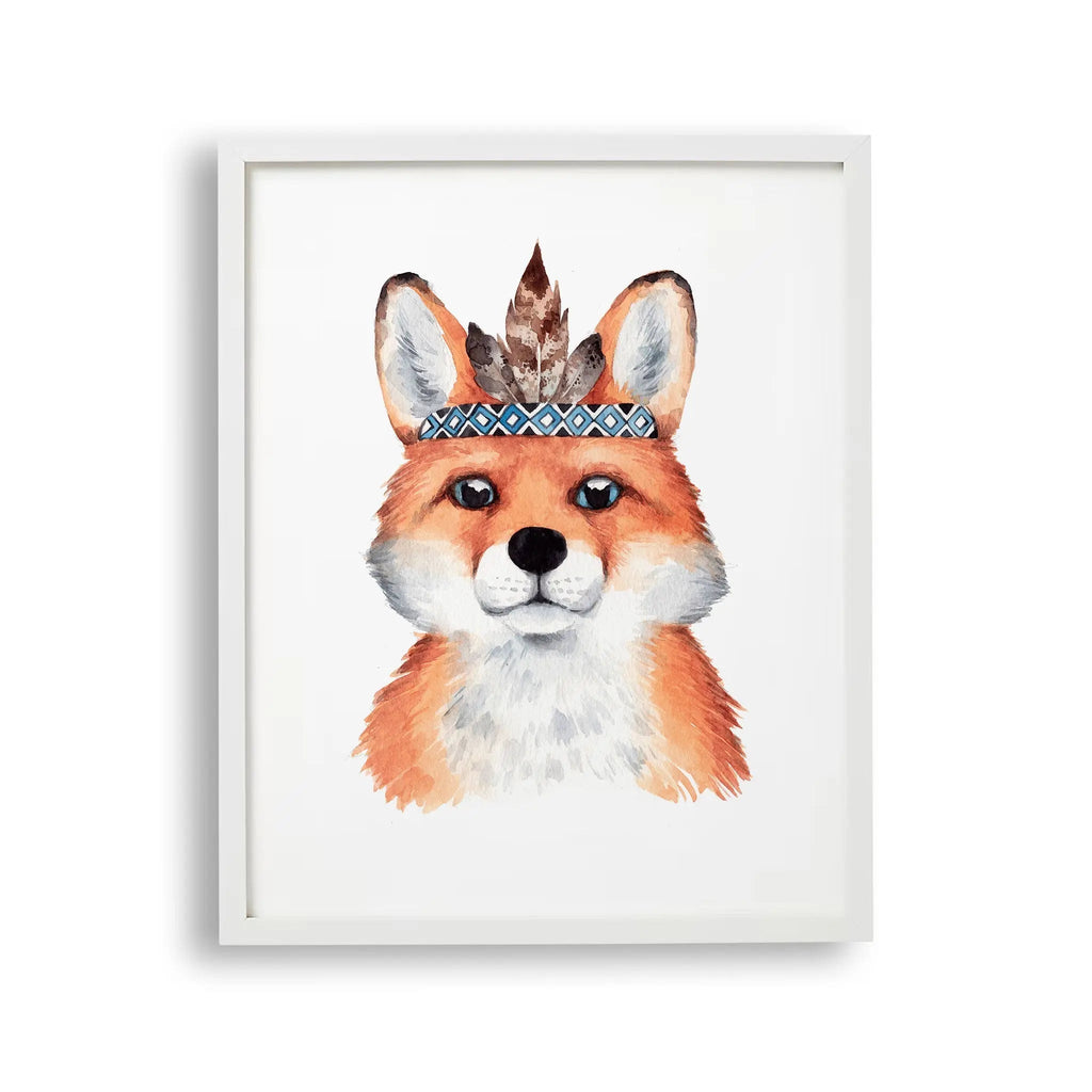 Tablou cu rama destinat copiilor care reprezinta un portret boho al unei vulpi fox portrait