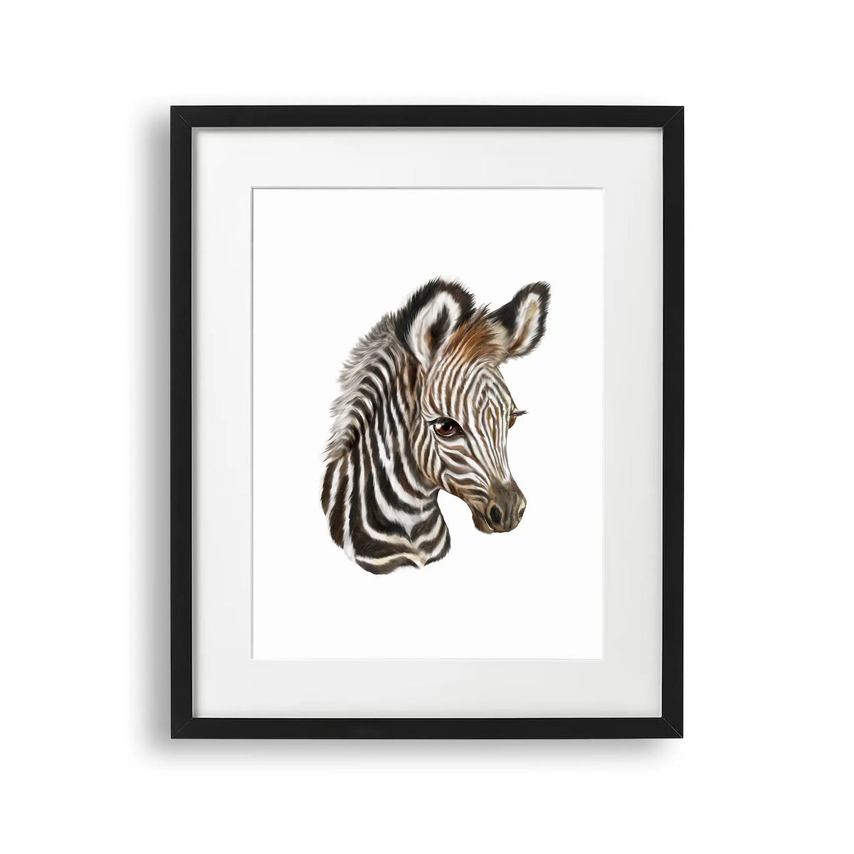 Tablou cu rama pentru copii care ilustreaza un pui de zebra care arata frumusetea si detaliile acestui animal zebra foal