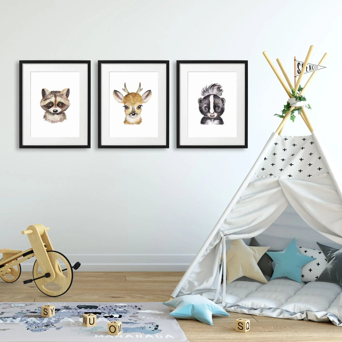 Tablou cu rama copii   BABY RACCOON - beudis.ro