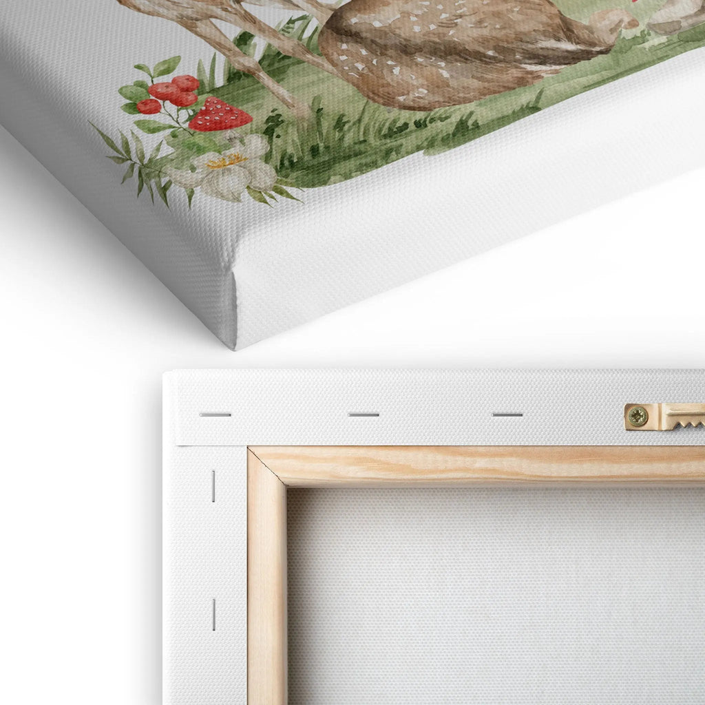 Tabloul canvas pentru copii ilustreaza o padure plina de viata pictata cu acuarele in care animalele se bucura de pace si liniste natures nest