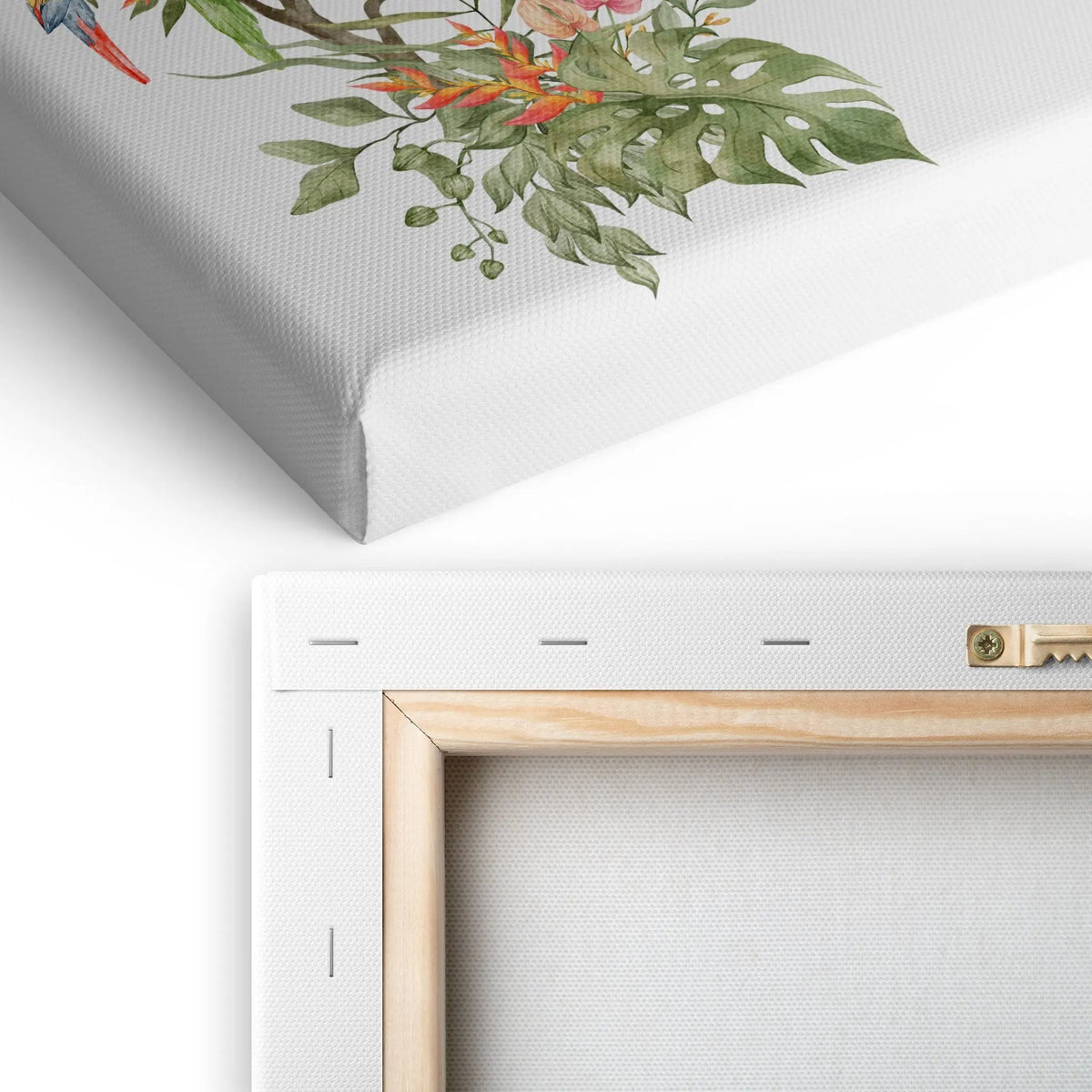 Tablou canvas pentru copii ce prezinta un copac plin de papagali multicolori tropical paradise