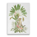 Tabloul canvas pentru copii ilustreaza plante si animale tropicale leopard papagali bananier jungle cat